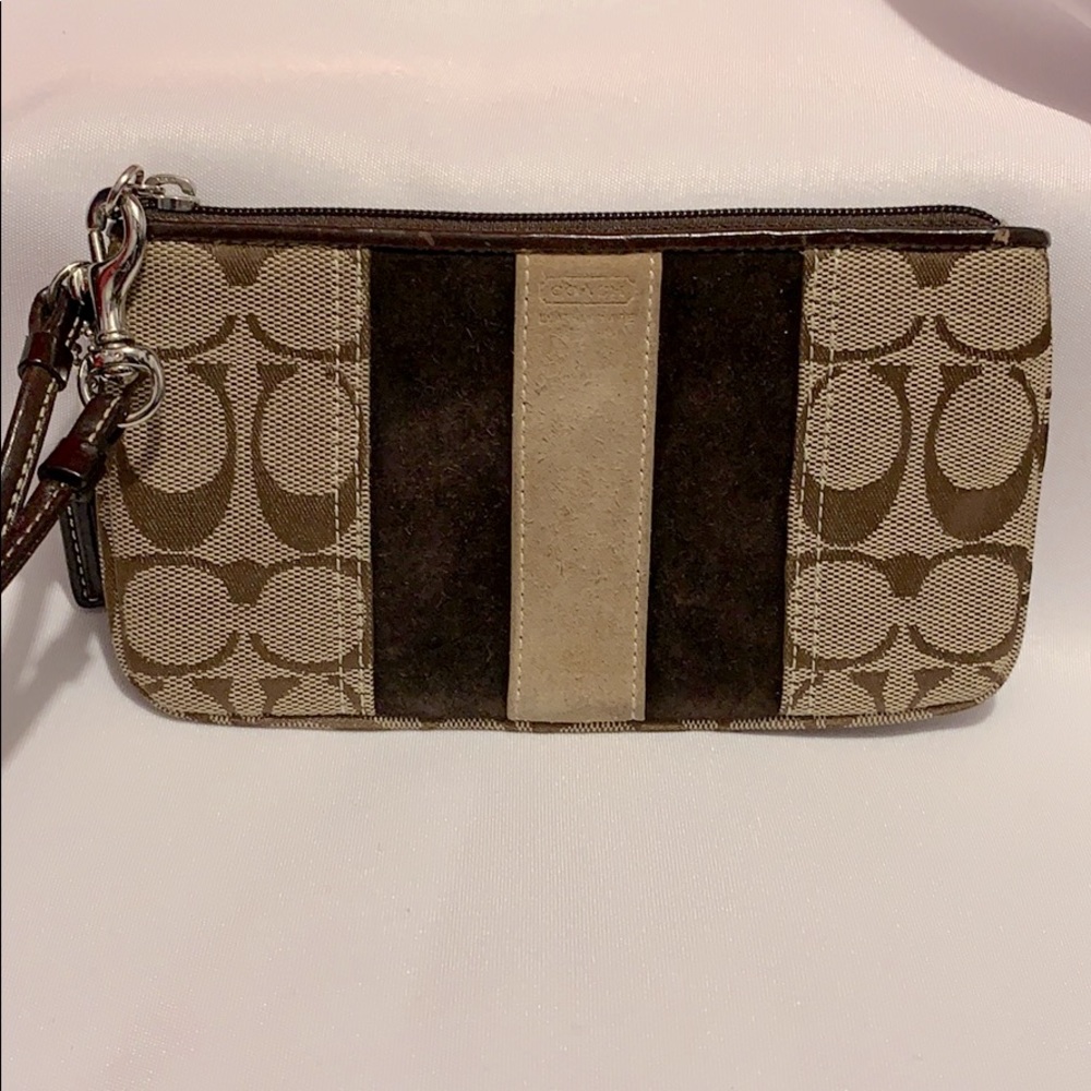 Coach brown wristlet